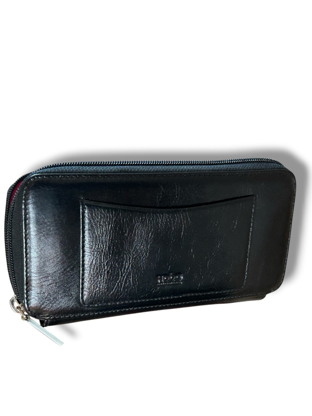 HOBO Vintage Black Glazed Leather Zip-Around Wallet Like New